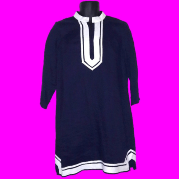 𝅺CROWN & IVY Blue/White 3/4 Sleeve Kurta Dress, M - Picture 2 of 8
